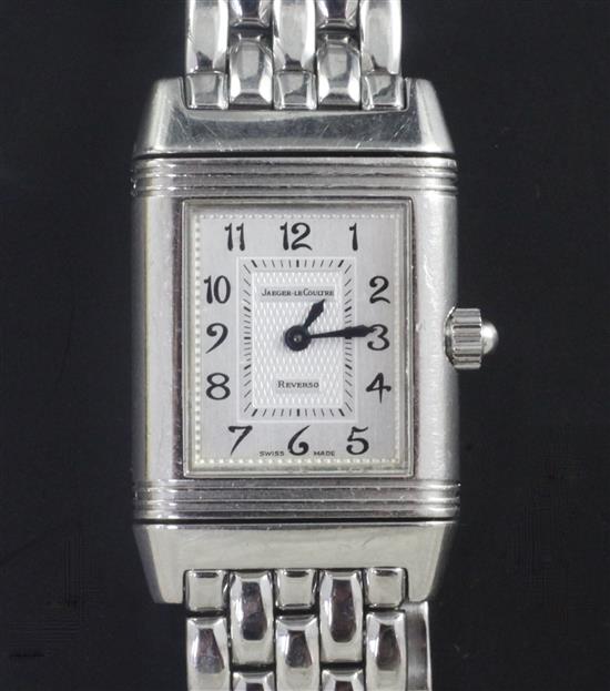 A ladys stainless steel Jaeger-Le Coultre Reverso wrist watch,